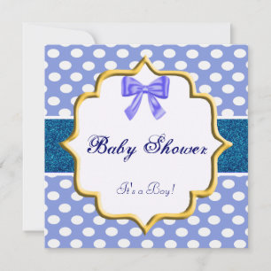 Invitación de Baby Shower con Lunares y Brillo Azu