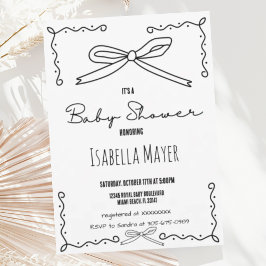 Invitación de Baby Shower con mano de retro dibuja