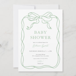 Invitación de Baby Shower con mano verde dibujada