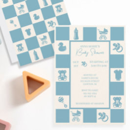 Invitación de Baby Shower con marcado azul