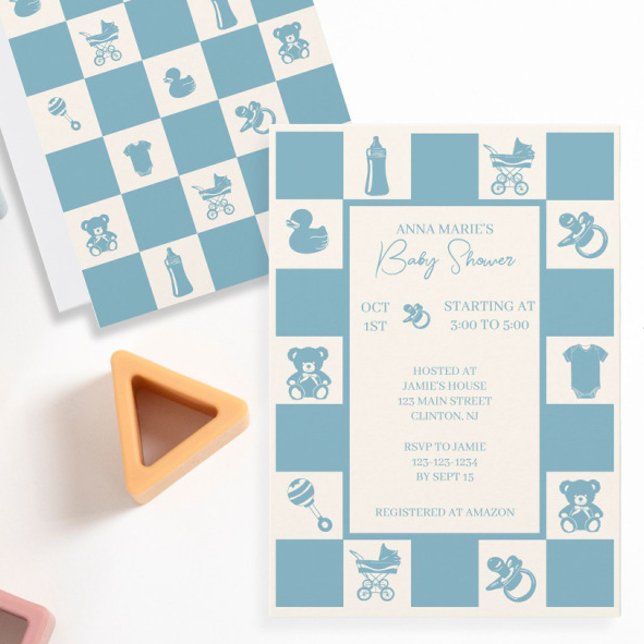 Invitación de Baby Shower con marcado azul (Subido por el creador)
