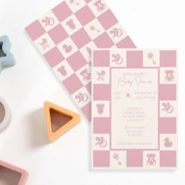 Invitación de Baby Shower con marcado rosado