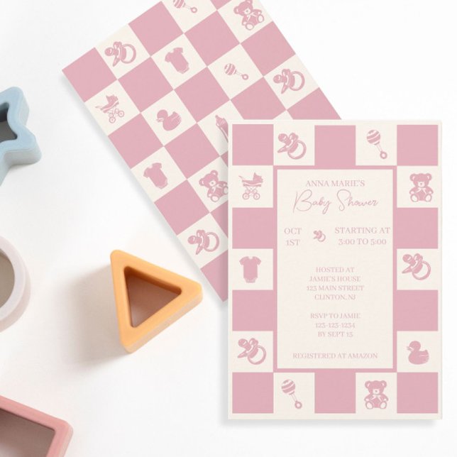 Invitación de Baby Shower con marcado rosado (Subido por el creador)