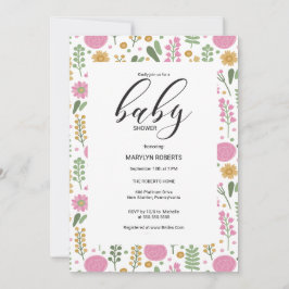 Invitación de Baby Shower con Marco de Flor Silves