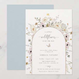 Invitación de Baby Shower con marco de flores silv