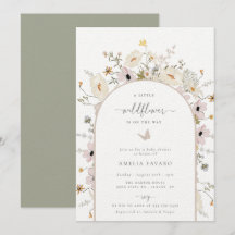 Invitación de Baby Shower con marco de flores silv