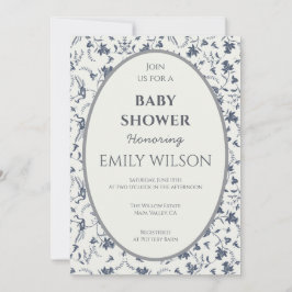 Invitación de Baby Shower con Marco Oval Botánico