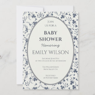 Invitación de Baby Shower con Marco Oval Botánico