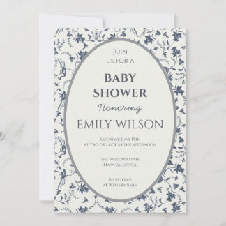Invitación de Baby Shower con Marco Oval Botánico