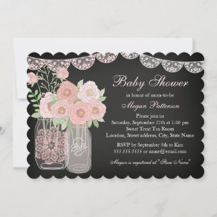 Invitación de Baby Shower con Mason Jar y Pizarra