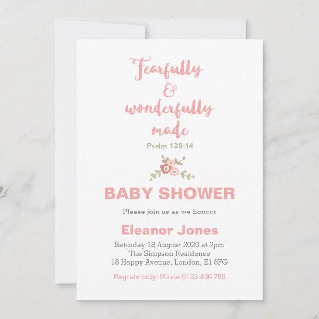 Invitación de Baby Shower con miedo y maravilla (Anverso)