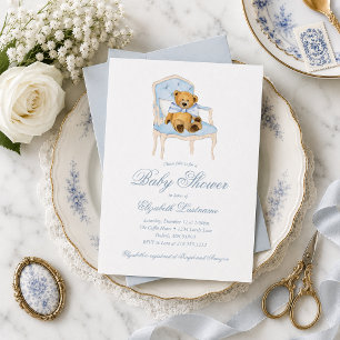 Invitación de Baby Shower con Oso de Peluche Vinta