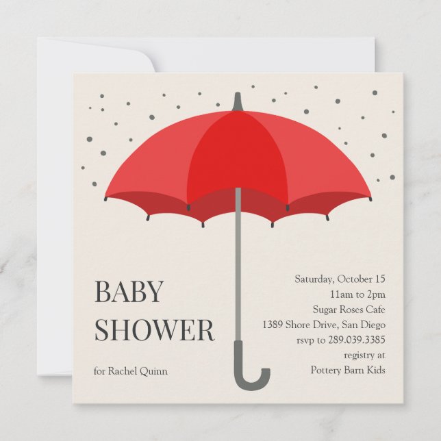 Invitación de baby shower con paraguas chic modern (Anverso)