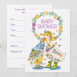 Invitación de Baby Shower con pato y polluelo