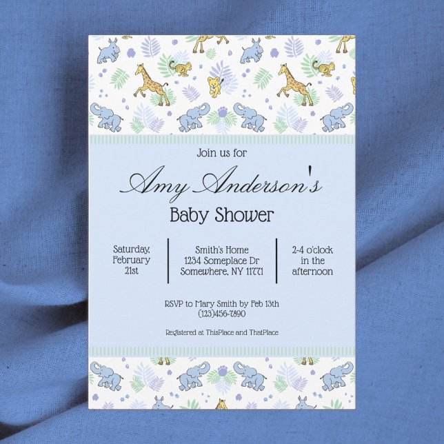 Invitación de baby shower con patrón de animales d (Subido por el creador)