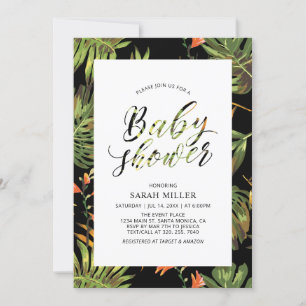 Invitación de Baby Shower con Patrón Floral Tropic