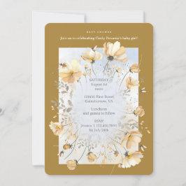 Invitación de baby shower con prado de abejas