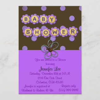 Invitación de Baby Shower con puntos de polka mora
