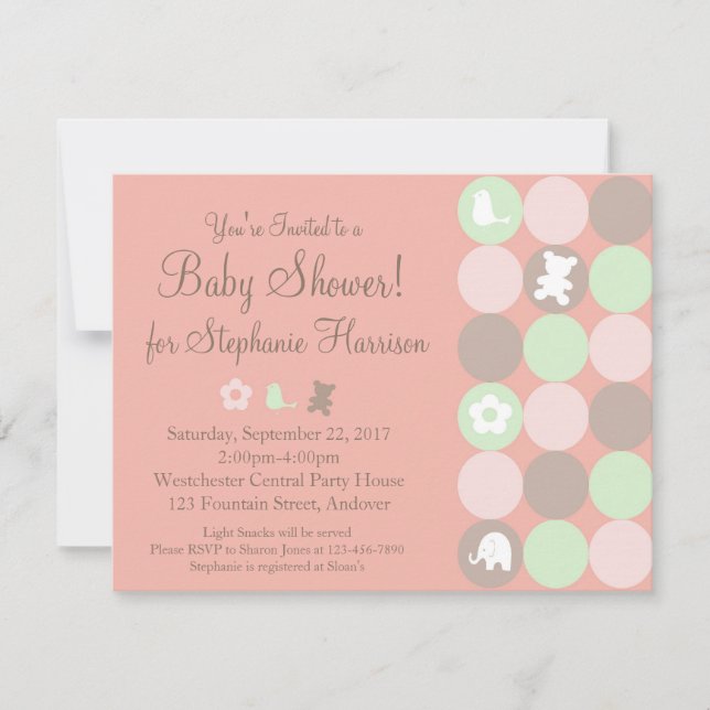 Invitación de Baby Shower con puntos insignificant (Anverso)
