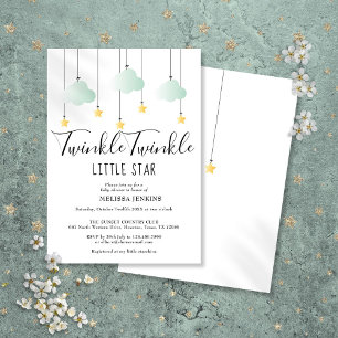 Invitación de Baby Shower con purpurina de Twinkle