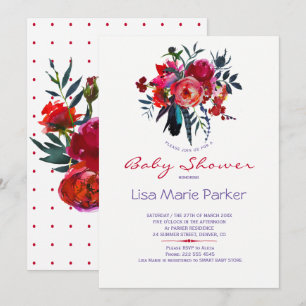 Invitación de baby shower con ramo de acuarela bot