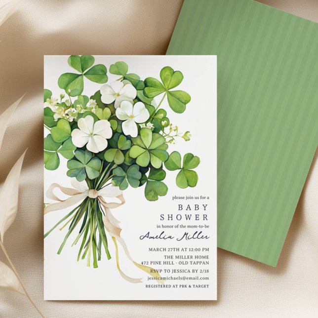 Invitación de Baby Shower con Ramo de Tréboles (Subido por el creador)