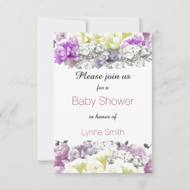 Invitación de Baby Shower con Ramo Floral Variado (Anverso)