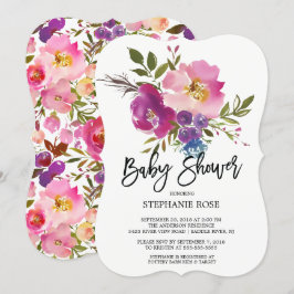 Invitación de Baby Shower con Ramo Primaveral Colo