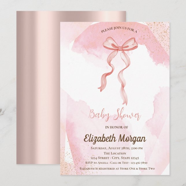 Invitación de Baby Shower con Salpicadura de Pintu (Anverso / Reverso)