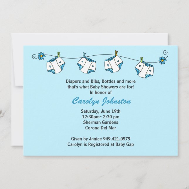 Invitación de Baby Shower con sobres coincidentes (Anverso)