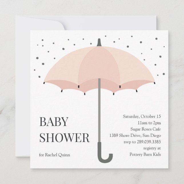 Invitación de baby shower con sombrilla chic moder (Anverso)