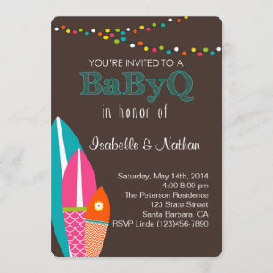 Invitación de Baby Shower con tablas de surf - Bab