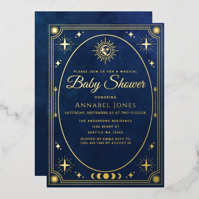 Invitación de Baby Shower con Tarjeta de Tarot Cel (Anverso/Reverso)