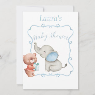 Invitación de Baby Shower con tema azul (con plant