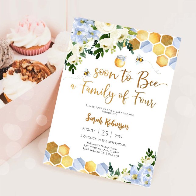 Invitación de Baby Shower con Tema de Abejas (Subido por el creador)