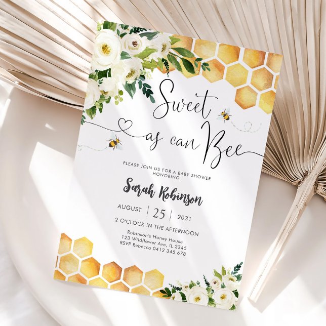 Invitación de Baby Shower con Tema de Abejas (Subido por el creador)