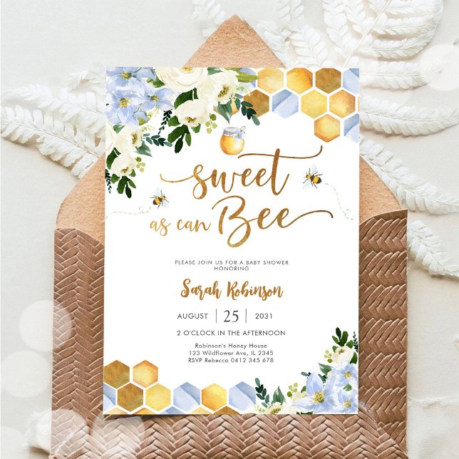 Invitación de Baby Shower con Tema de Abejas (Subido por el creador)