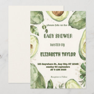 Invitación de Baby Shower con tema de Aguacate 