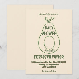 Invitación de Baby Shower con tema de Aguacate