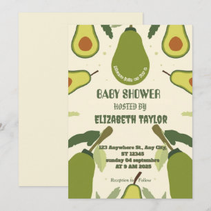 Invitación de Baby Shower con tema de Aguacate 