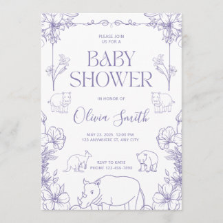 Invitación de Baby Shower con Tema de Animales Beb