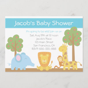 Invitación de Baby Shower con tema de Animales de 
