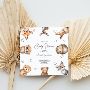 Invitación de baby shower con tema de animales del