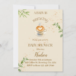 Invitación de baby shower con tema de café
