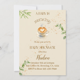 Invitación de baby shower con tema de café