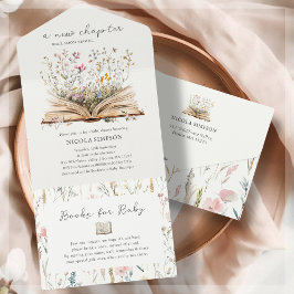 Invitación de Baby Shower con tema de libro Wildfl