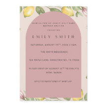 Invitación de Baby Shower con tema de Limón Rosa