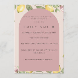 Invitación de Baby Shower con tema de Limón Rosa