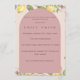 Invitación de Baby Shower con tema de Limón Rosa