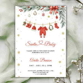 invitación de baby shower con tema de Navidad